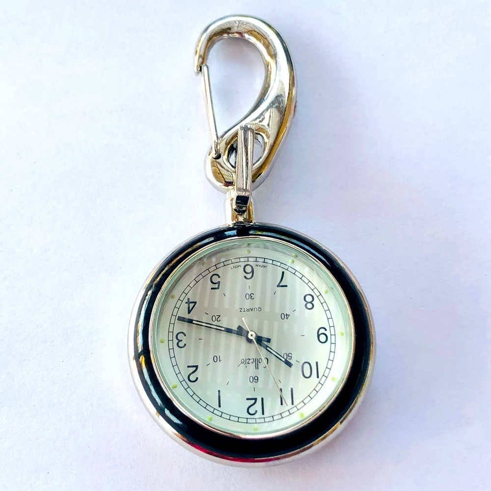 Collezio Clip On Pocket Watch Silver Tone